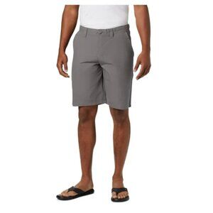 Columbia Washed Out Flat Front Hybrid Shorts Mens 38 Gray 10" Inseam Polyester